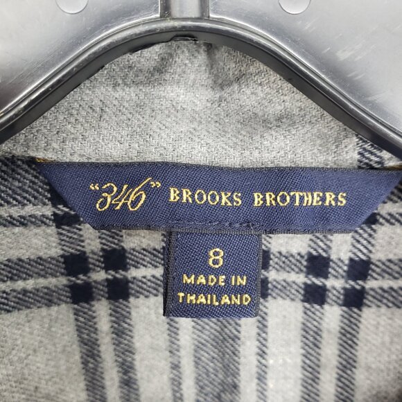 Brooks Brothers Plaid Flannel Button Down Shirt Top 8 Womens Long Sleeve Gray - Picture 8 of 9